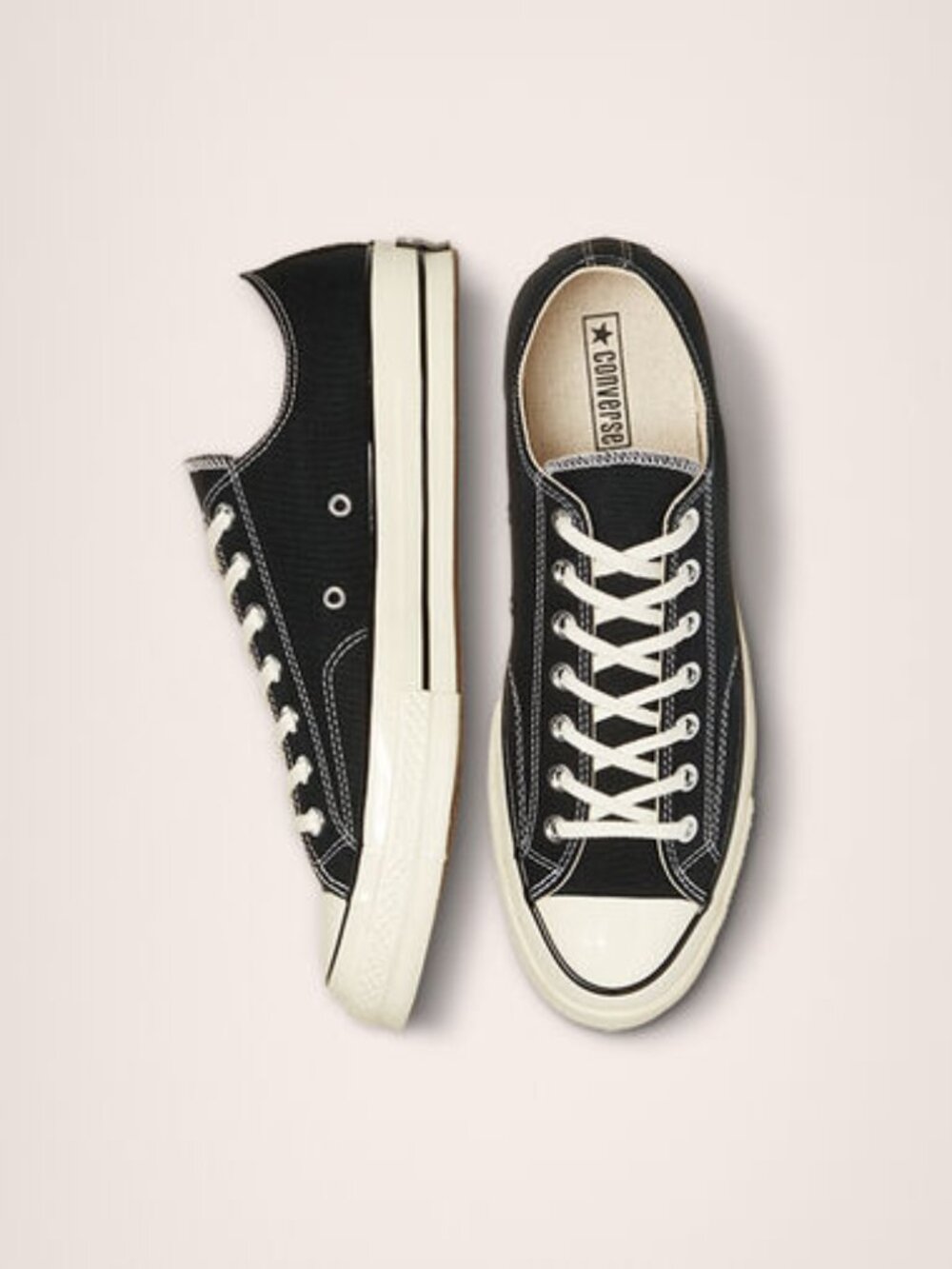 Converse Chuck 70 Low Top Sneakers Black Canvas Men's 6 Women's 8 GUC